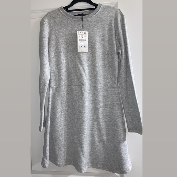 Zara | Dresses | Zara Long Sleeve Grey A Line Sweater Dress | Poshmark
